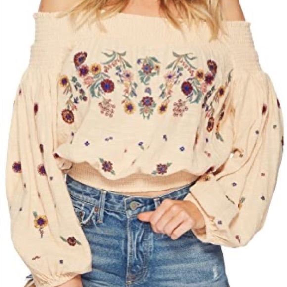 Free People Tops - Free People Saachi Smocked Embroidered Top